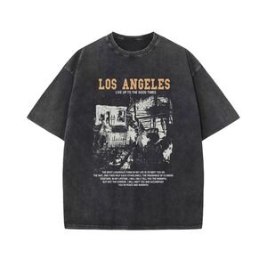 Los Angeles T Shirt Mens Vintage Style Graphic Tee Short Sleeve Black